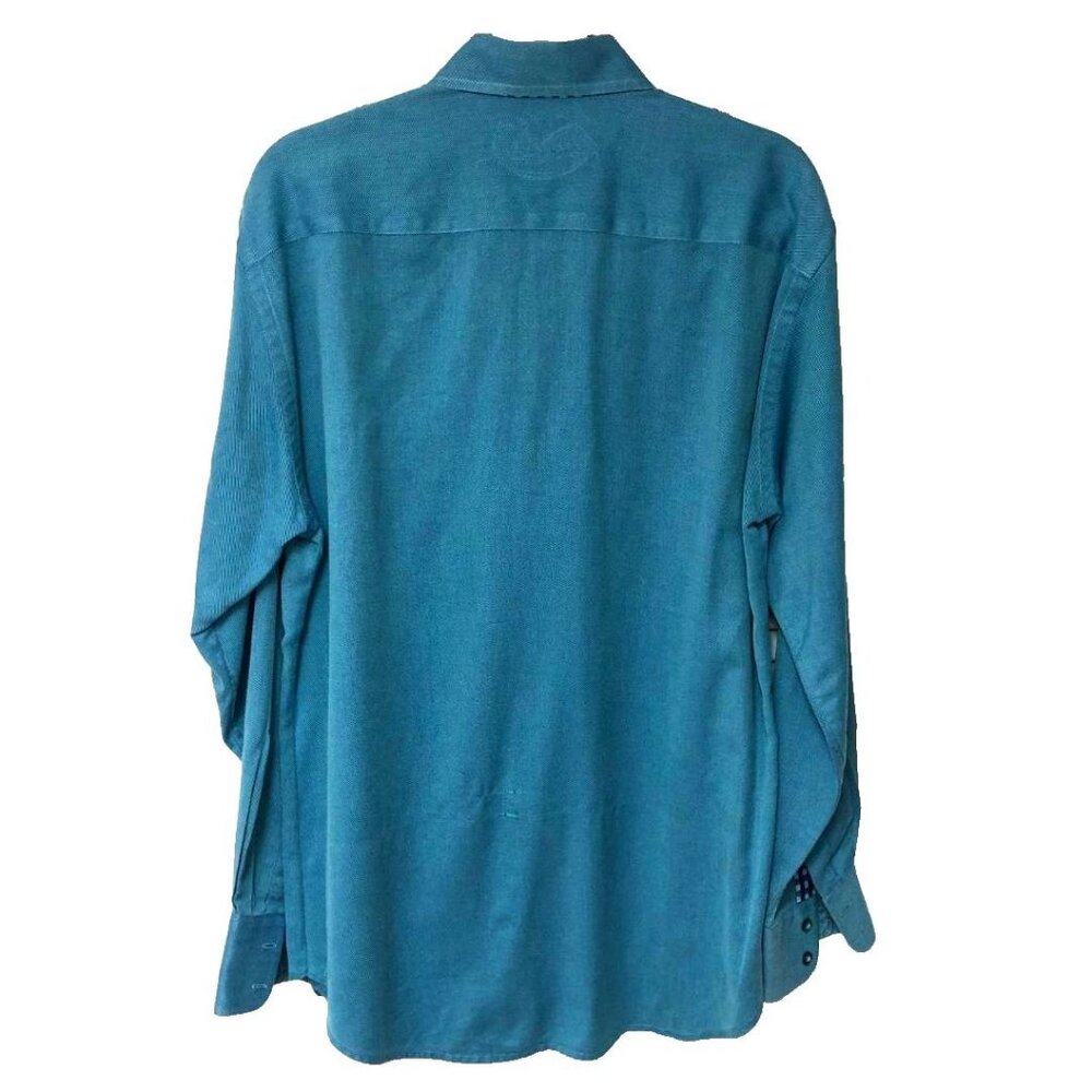 Robert Graham Solid Teal Blue Button Down Shirt M… - image 3